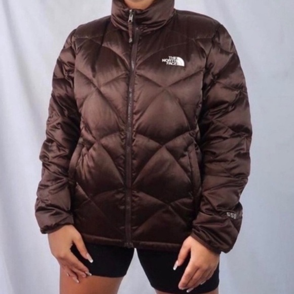 The North Face 550 Chocolate Brown Quilted Puffer Coat - Picture 1 of 12